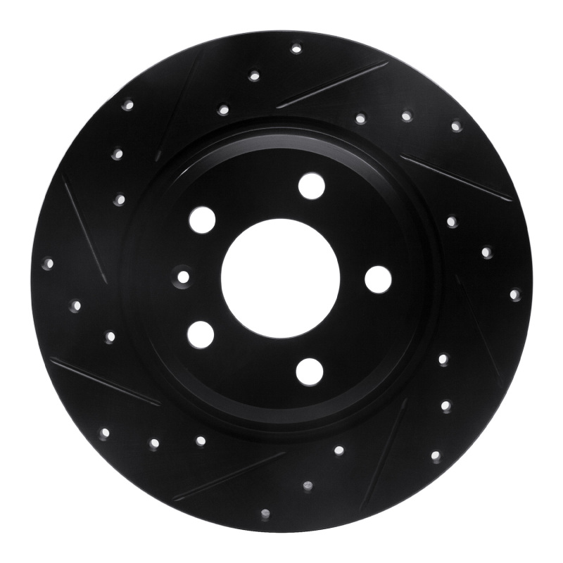 Audi A4 Brake Rotor (1) - Rear Left - R1 Concepts - Drilled & Slotted - Black - `08-`25